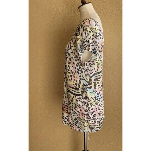 ZARA TRF Woman Colorful Printed Low Back Short Sleeve Casual T Shirt Top Size M - Picture 8 of 12